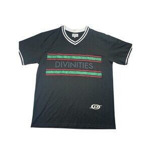 Divinities Jersey Men's XL Black Graphic Stripes V-Neck Short-Sleeve Pullover